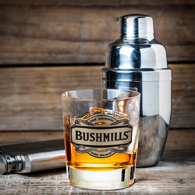 Whiskey Glass With Pewter Designed Bushmills Logo